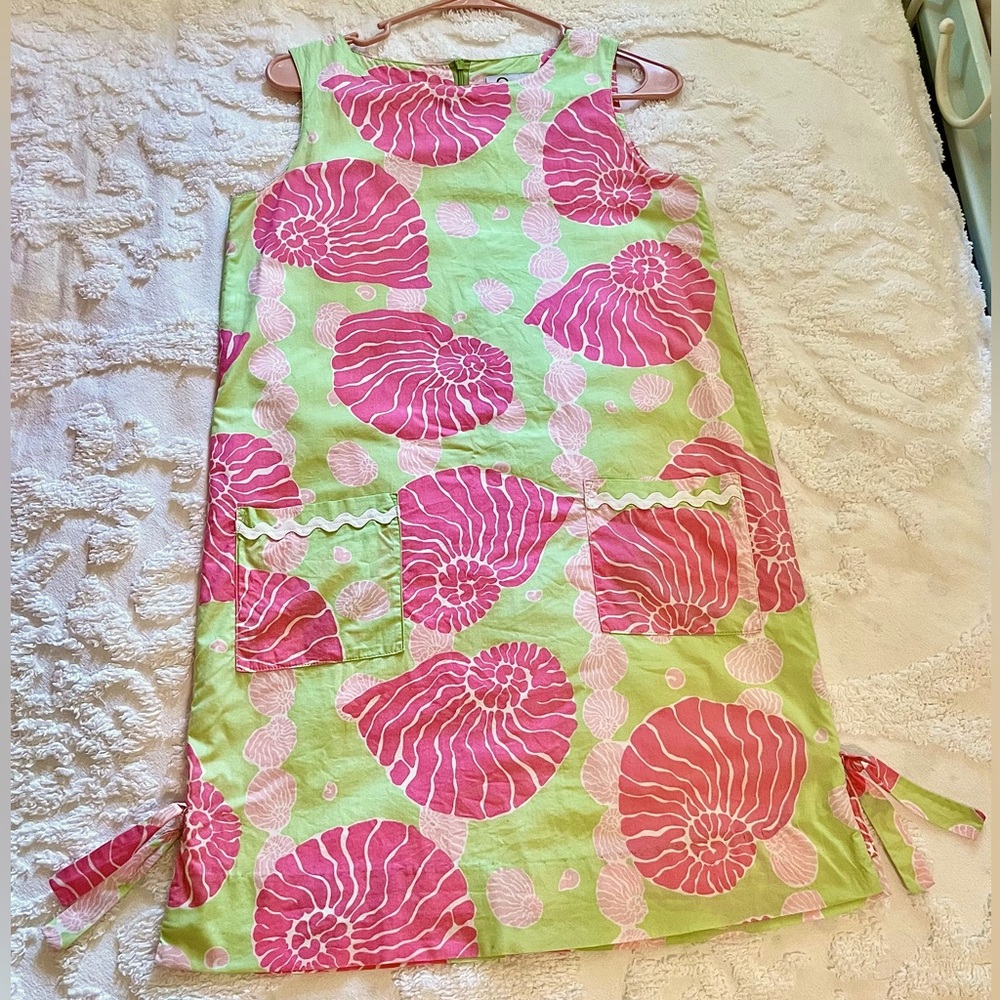 Vintage Lilly Pulitzer Shift Green and Pink Shell Print